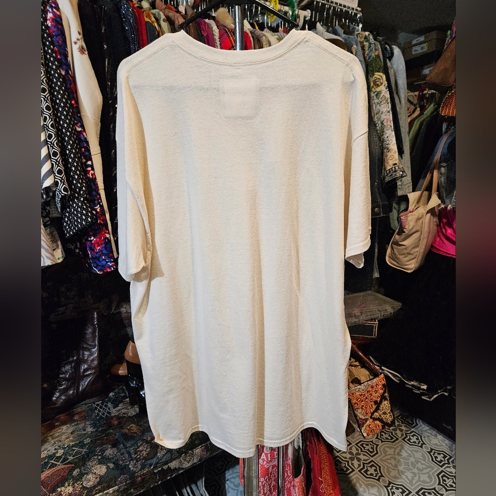 Cream Graphic T-Shirt with Red Rose Design - Picture 2 of 4